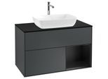 Villeroy und Boch Finion Waschtischunterschrank F782PDHG 100cm, Abdeckplatte black matt, Regale Black matt lacquer, Midnight Blue Matt Lacquer