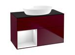 Villeroy und Boch Finion Waschtischunterschrank FA12MTHB 100cm, Abdeckplatte black matt, Regale White matt lacquer, Peony Matt