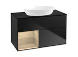 Villeroy und Boch Finion Waschtischunterschrank FA12PCPD 100cm, Abdeckplatte black matt, Regale Oak Veneer, Black matt lacquer