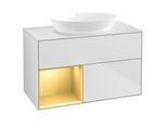Villeroy und Boch Finion Waschtischunterschrank FA11HFMT 100cm, Abdeckplatte white matt, Regale Gold matt lacquer, White matt lacquer