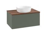 Villeroy und Boch Antao Waschtisch-Unterschrank K30112HL 80x36x50cm, Waschbeckenplattenfarbe warm walnut, leaf green matt lacquer