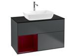 Villeroy und Boch Finion Waschtischunterschrank G772HBHG 100cm, Abdeckplatte black matt, Emotion, Regale Peony matt lacquer, Midnight Blue Matt Lacquer