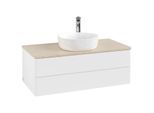 Villeroy und Boch Antao Waschtisch-Unterschrank K20053MT 100x36x50cm, Hahnloch, Waschbeckenplattenfarbe botticino, white matt lacquer