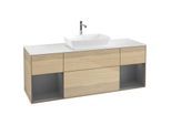 Villeroy und Boch Finion Waschtischunterschrank F861GKPC 160cm, Abdeckplatte white matt, Regale Anthracite matt lacquer, Oak Veneer