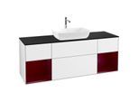 Villeroy und Boch Finion Waschtischunterschrank F862HBGF 160cm, Abdeckplatte black matt, Regale Peony matt lacquer, Glossy white lacquer