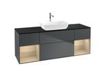 Villeroy und Boch Finion Waschtischunterschrank F862PCHG 160cm, Abdeckplatte black matt, Regale Oak Veneer, Midnight Blue Matt Lacquer