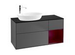 Villeroy und Boch Finion Waschtischunterschrank G932HBGK 120cm, Abdeckplatte black matt, Emotion, Regale Peony matt lacquer, Anthracite matt