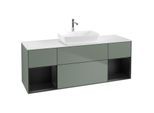 Villeroy und Boch Finion Waschtischunterschrank F861PDGM 160cm, Abdeckplatte white matt, Regale Black matt lacquer, Olive Matt Lacquer