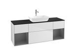 Villeroy und Boch Finion Waschtischunterschrank G862GKMT 160cm, Abdeckplatte black matt, Emotion, Regale Anthracite matt lacquer, White matt lacquer