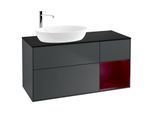 Villeroy und Boch Finion Waschtischunterschrank G932HBHG 120cm, Abdeckplatte black matt, Emotion, Regale Peony matt lacquer, Midnight Blue Matt Lacquer