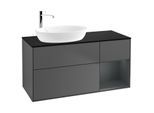 Villeroy und Boch Finion Waschtischunterschrank G932HGGK 120cm, Abdeckplatte black matt, Emotion, Regale Midnight matt lacquer, Anthracite matt
