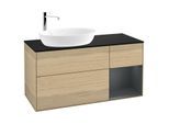 Villeroy und Boch Finion Waschtischunterschrank G932HGPC 120cm, Abdeckplatte black matt, Emotion, Regale Midnight matt lacquer, Oak Veneer