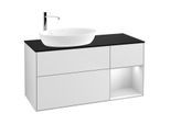 Villeroy und Boch Finion Waschtischunterschrank G932MTMT 120cm, Abdeckplatte black matt, Emotion, Regale White matt lacquer, White matt lacquer