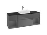 Villeroy und Boch Finion Waschtischunterschrank G862GKGK 160cm, Abdeckplatte black matt, Emotion, Regale Anthracite matt lacquer, Anthracite matt