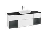 Villeroy und Boch Finion Waschtischunterschrank G862HGGF 160cm, Abdeckplatte black matt, Emotion, Regale Midnight matt lacquer, Glossy white lacquer
