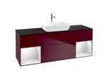 Villeroy und Boch Finion Waschtischunterschrank G862MTHB 160cm, Abdeckplatte black matt, Emotion, Regale White matt lacquer, Peony Matt