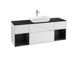 Villeroy und Boch Finion Waschtischunterschrank G862PDMT 160cm, Abdeckplatte black matt, Emotion, Regale Black matt lacquer, White matt lacquer