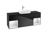 Villeroy und Boch Finion Waschtischunterschrank G862MTPD 160cm, Abdeckplatte black matt, Emotion, Regale White matt lacquer, Black matt lacquer