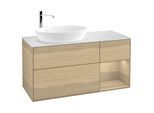Villeroy und Boch Finion Waschtischunterschrank F931PCPC 120cm, Abdeckplatte white matt, Regale Oak Veneer, Oak Veneer
