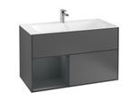 Villeroy und Boch Finion Waschtischunterschrank F030HGGK 99,6x59,1x49,8cm, Regal links Midnight Blue Matt Lacquer, Anthracite matt