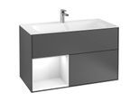 Villeroy und Boch Finion Waschtischunterschrank F030GFGK 99,6x59,1x49,8cm, Regal links Glossy white lacquer, Anthracite matt