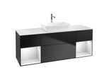 Villeroy und Boch Finion Waschtischunterschrank G861MTPD 160cm, Abdeckplatte white matt, Emotion, Regale White matt lacquer, Black matt lacquer