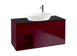 Villeroy und Boch Finion Waschtischunterschrank F942HBHB 120cm, Abdeckplatte black matt, Regale Peony matt lacquer, Peony Matt