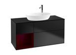 Villeroy und Boch Finion Waschtischunterschrank F942HBPD 120cm, Abdeckplatte black matt, Regale Peony matt lacquer, Black matt lacquer