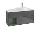 Villeroy und Boch Finion Waschtischunterschrank F941GMGK 120cm, Abdeckplatte white matt, Regale Olive matt lacquer, Anthracite matt