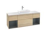 Villeroy und Boch Finion Waschtischunterschrank G861HGPC 160cm, Abdeckplatte white matt, Emotion, Regale Midnight matt lacquer, Oak Veneer