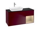 Villeroy und Boch Finion Waschtischunterschrank G812PCHB 120cm, Abdeckplatte black matt, Emotion, Regale Oak Veneer, Peony Matt