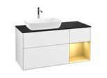 Villeroy und Boch Finion Waschtischunterschrank G812HFGF 120cm, Abdeckplatte black matt, Emotion, Regale Gold matt lacquer, Glossy white lacquer