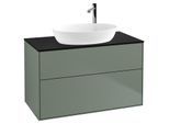Villeroy und Boch Finion Waschtischunterschrank F88200GM 100x60,3cm, Abdeckplatte black matt, Olive Matt Lacquer