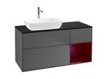 Villeroy und Boch Finion Waschtischunterschrank F812HBGK 120cm, Abdeckplatte black matt, Regale Peony matt lacquer, Anthracite matt