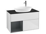 Villeroy und Boch Finion Waschtischunterschrank G892HGMT 100cm, Abdeckplatte black matt, Emotion, Regale Midnight matt lacquer, White matt lacquer