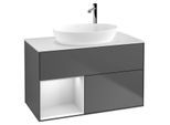 Villeroy und Boch Finion Waschtischunterschrank G891MTGK 100cm, Abdeckplatte white matt, Emotion, Regale White matt lacquer, Anthracite matt