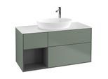 Villeroy und Boch Finion Waschtischunterschrank G941GKGM 120cm, Abdeckplatte white matt, Emotion, Regale Anthracite matt lacquer, Olive Matt Lacquer
