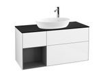 Villeroy und Boch Finion Waschtischunterschrank G942GKGF 120cm, Abdeckplatte black matt, Emotion, Regale Anthracite matt lacquer, Glossy white lacquer