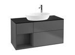 Villeroy und Boch Finion Waschtischunterschrank G942GKGK 120cm, Abdeckplatte black matt, Emotion, Regale Anthracite matt lacquer, Anthracite matt