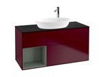 Villeroy und Boch Finion Waschtischunterschrank G942GMHB 120cm, Abdeckplatte black matt, Emotion, Regale Olive matt lacquer, Peony Matt