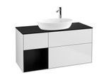 Villeroy und Boch Finion Waschtischunterschrank G942PDMT 120cm, Abdeckplatte black matt, Emotion, Regale Black matt lacquer, White matt lacquer