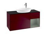 Villeroy und Boch Finion Waschtischunterschrank G952GMHB 120cm, Abdeckplatte black matt, Emotion, Regale Olive matt lacquer, Peony Matt