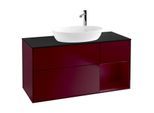 Villeroy und Boch Finion Waschtischunterschrank G952HBHB 120cm, Abdeckplatte black matt, Emotion, Regale Peony matt lacquer, Peony Matt
