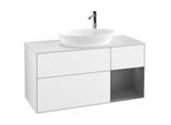 Villeroy und Boch Finion Waschtischunterschrank G951GKGF 120cm, Abdeckplatte white matt, Emotion, Regale Anthracite matt lacquer, Glossy white lacquer