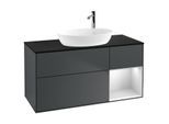 Villeroy und Boch Finion Waschtischunterschrank G952MTHG 120cm, Abdeckplatte black matt, Emotion, Regale White matt lacquer, Midnight Blue Matt Lacquer