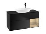 Villeroy und Boch Finion Waschtischunterschrank F952PCPD 120cm, Abdeckplatte black matt, Regale Oak Veneer, Black matt lacquer