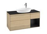 Villeroy und Boch Finion Waschtischunterschrank G952PDPC 120cm, Abdeckplatte black matt, Emotion, Regale Black matt lacquer, Oak Veneer