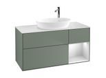 Villeroy und Boch Finion Waschtischunterschrank G951MTGM 120cm, Abdeckplatte white matt, Emotion, Regale White matt lacquer, Olive Matt Lacquer