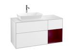 Villeroy und Boch Finion Waschtischunterschrank G811HBGF 120cm, Abdeckplatte white matt, Emotion, Regale Peony matt lacquer, Glossy white lacquer