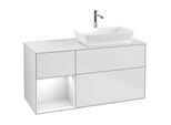 Villeroy und Boch Finion Waschtischunterschrank F801GFMT 120cm, Abdeckplatte white matt, Regale Glossy white lacquer, White matt lacquer